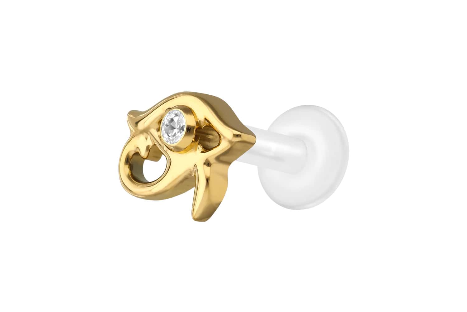 PTFE Labret Piercing mit Innengewinde + Titan-Aufsatz AUGE DES HORUS